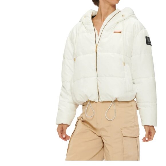 Like New P.E. Nation Hooded Puffer  The Original Recycled Jacket in Optic White - Picture 1 of 12